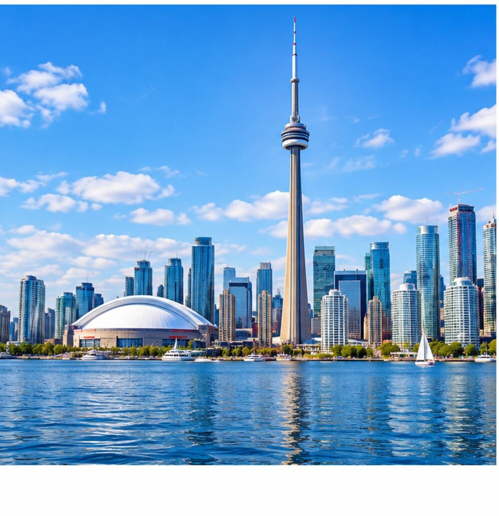 Toronto skyline and CN Tower viewed from the waterfront